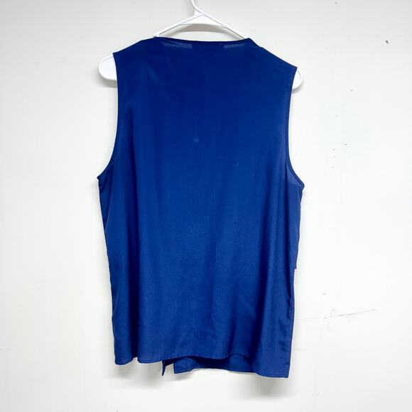 Michael Michael Kors Women Gold Zipper Shoulder Blue Tank Top Size Large - Picture 3 of 3